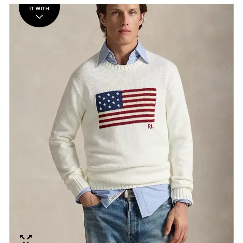 Polo Ralph Lauren Men's Crewneck Flag Sweater - White